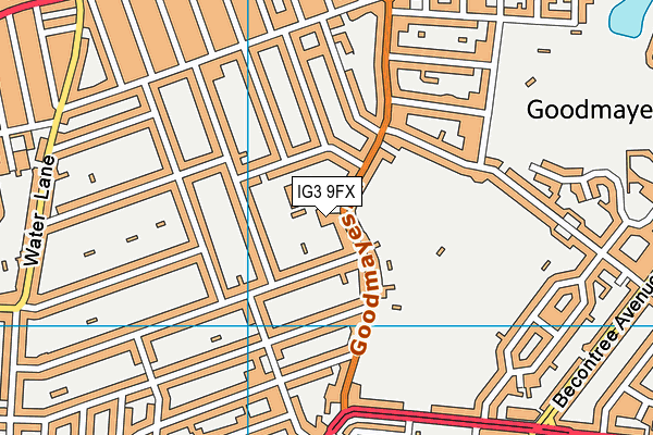 IG3 9FX map - OS VectorMap District (Ordnance Survey) IG3 9FX map - OS VectorMap District (Ordnance Survey)