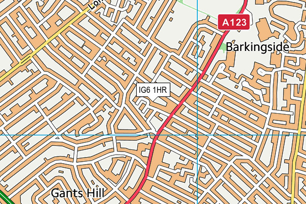 IG6 1HR map - OS VectorMap District (Ordnance Survey)