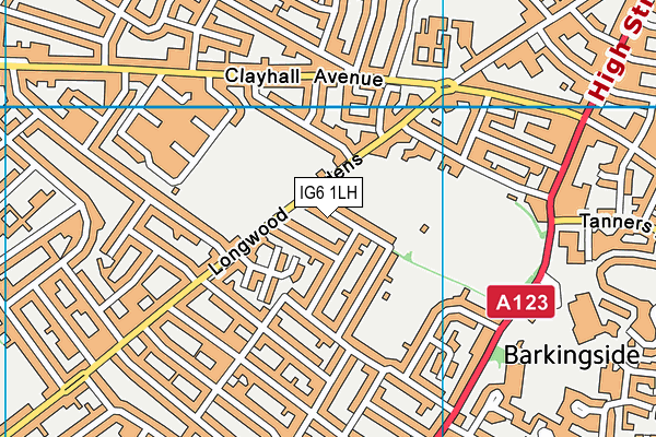 IG6 1LH map - OS VectorMap District (Ordnance Survey)