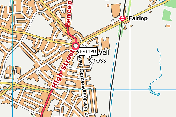 IG6 1PU map - OS VectorMap District (Ordnance Survey)
