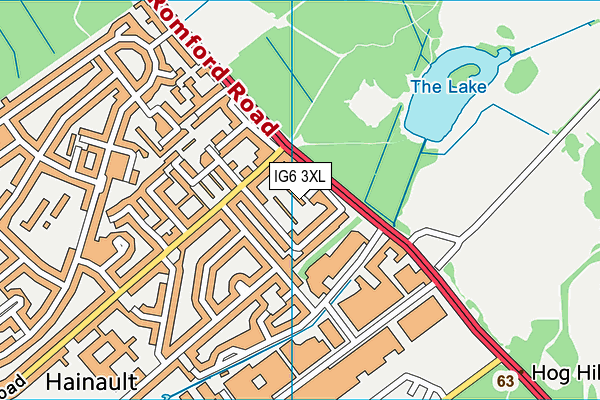 IG6 3XL map - OS VectorMap District (Ordnance Survey)