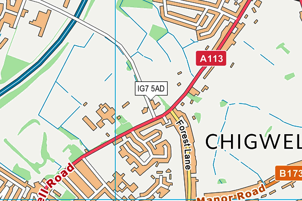 IG7 5AD map - OS VectorMap District (Ordnance Survey) IG7 5AD map - OS VectorMap District (Ordnance Survey)
