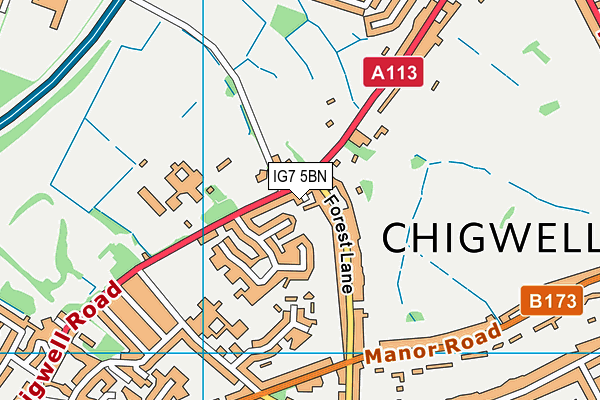 IG7 5BN map - OS VectorMap District (Ordnance Survey) IG7 5BN map - OS VectorMap District (Ordnance Survey)