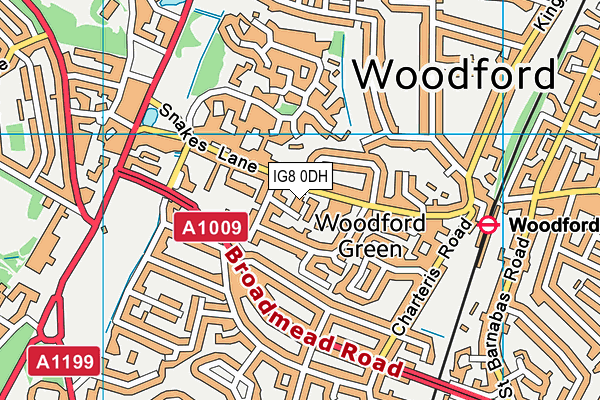 IG8 0DH map - OS VectorMap District (Ordnance Survey)
