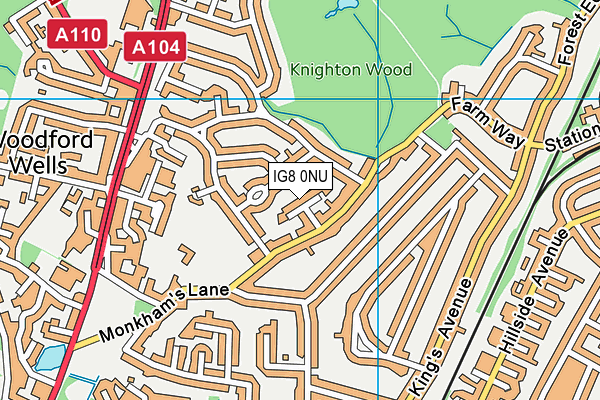 IG8 0NU map - OS VectorMap District (Ordnance Survey) IG8 0NU map - OS VectorMap District (Ordnance Survey)