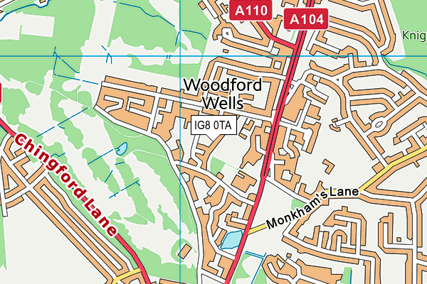 IG8 0TA map - OS VectorMap District (Ordnance Survey) IG8 0TA map - OS VectorMap District (Ordnance Survey)