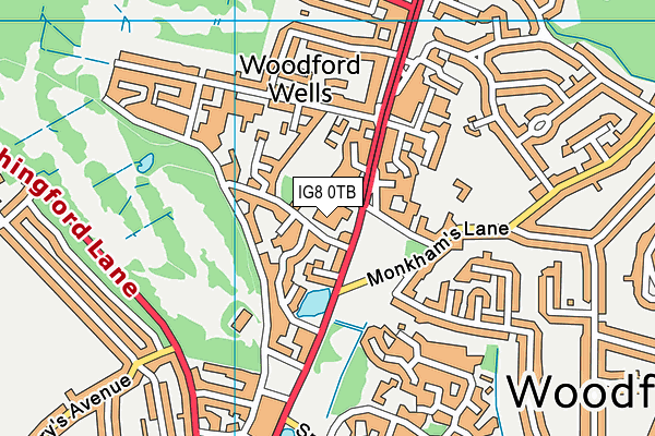 IG8 0TB map - OS VectorMap District (Ordnance Survey) IG8 0TB map - OS VectorMap District (Ordnance Survey)
