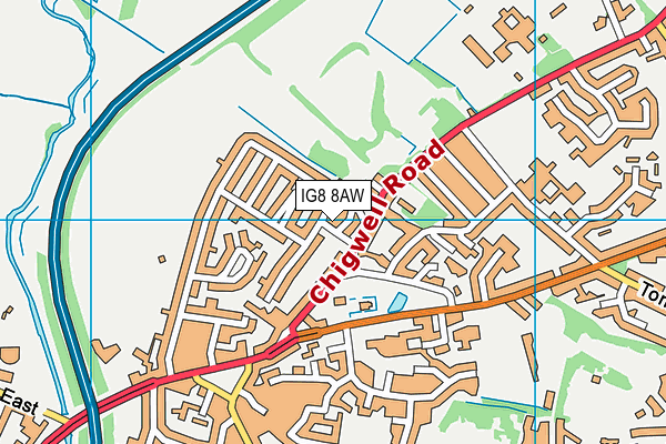 IG8 8AW map - OS VectorMap District (Ordnance Survey) IG8 8AW map - OS VectorMap District (Ordnance Survey)