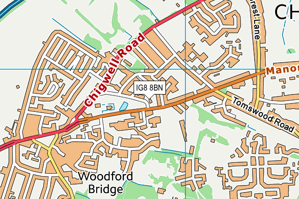 IG8 8BN map - OS VectorMap District (Ordnance Survey) IG8 8BN map - OS VectorMap District (Ordnance Survey)