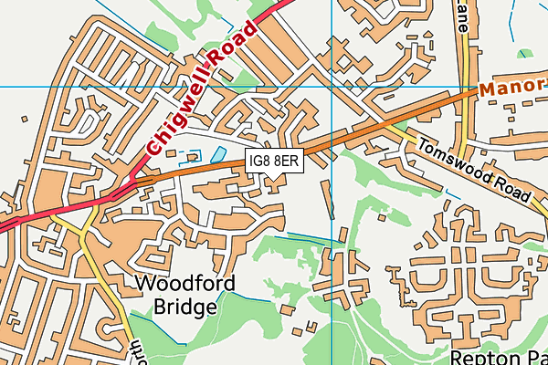 IG8 8ER map - OS VectorMap District (Ordnance Survey) IG8 8ER map - OS VectorMap District (Ordnance Survey)