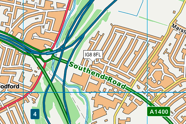 IG8 8FL map - OS VectorMap District (Ordnance Survey) IG8 8FL map - OS VectorMap District (Ordnance Survey)