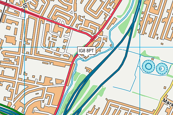 IG8 8PT map - OS VectorMap District (Ordnance Survey) IG8 8PT map - OS VectorMap District (Ordnance Survey)