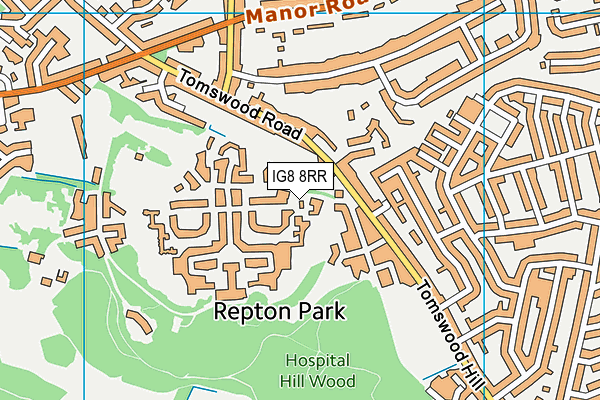 IG8 8RR map - OS VectorMap District (Ordnance Survey) IG8 8RR map - OS VectorMap District (Ordnance Survey)