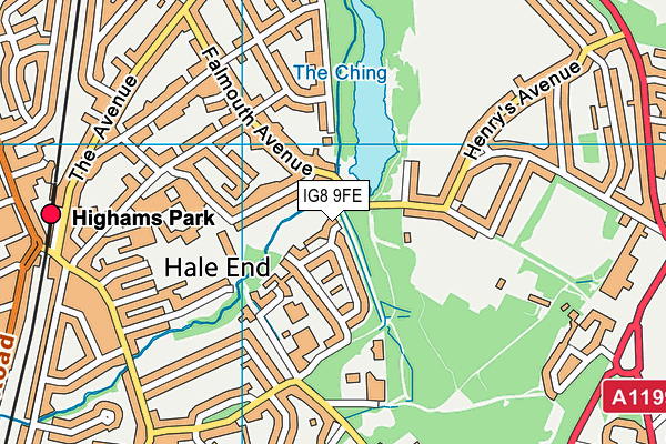 IG8 9FE map - OS VectorMap District (Ordnance Survey) IG8 9FE map - OS VectorMap District (Ordnance Survey)