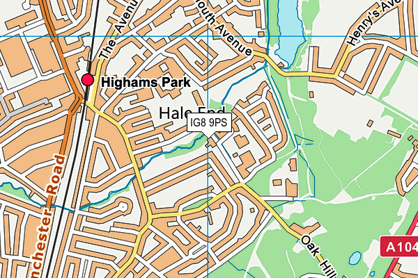 IG8 9PS map - OS VectorMap District (Ordnance Survey) IG8 9PS map - OS VectorMap District (Ordnance Survey)