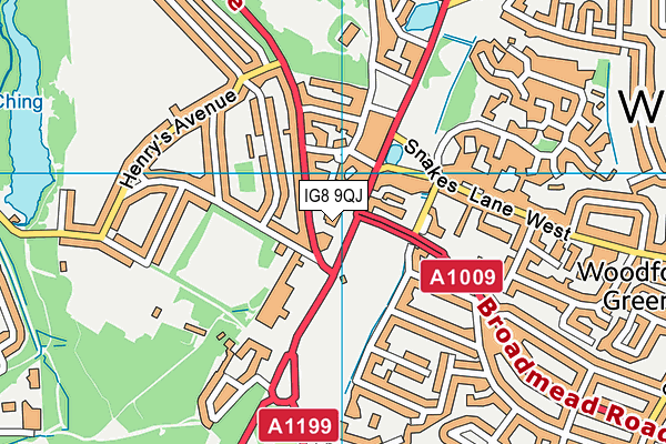 IG8 9QJ map - OS VectorMap District (Ordnance Survey) IG8 9QJ map - OS VectorMap District (Ordnance Survey)