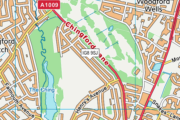IG8 9SJ map - OS VectorMap District (Ordnance Survey)