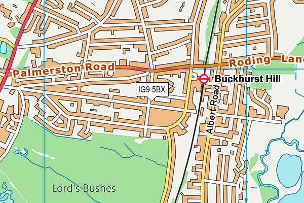 IG9 5BX map - OS VectorMap District (Ordnance Survey) IG9 5BX map - OS VectorMap District (Ordnance Survey)