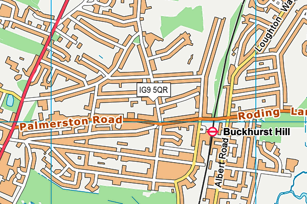 IG9 5QR map - OS VectorMap District (Ordnance Survey)