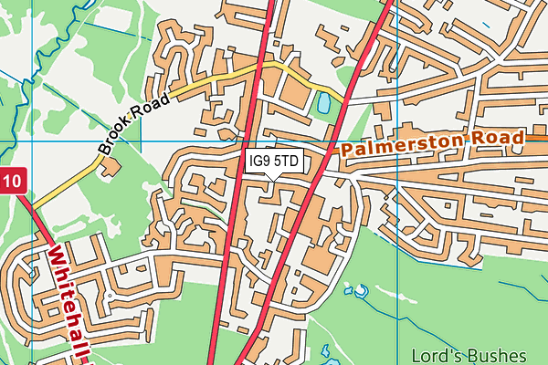 IG9 5TD map - OS VectorMap District (Ordnance Survey) IG9 5TD map - OS VectorMap District (Ordnance Survey)