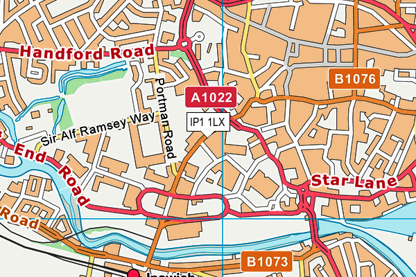 IP1 1LX map - OS VectorMap District (Ordnance Survey) IP1 1LX map - OS VectorMap District (Ordnance Survey)