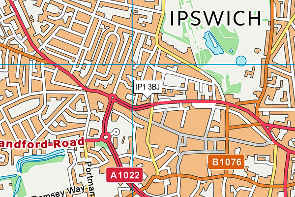 IP1 3BJ map - OS VectorMap District (Ordnance Survey) IP1 3BJ map - OS VectorMap District (Ordnance Survey)