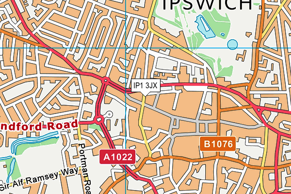 IP1 3JX map - OS VectorMap District (Ordnance Survey)