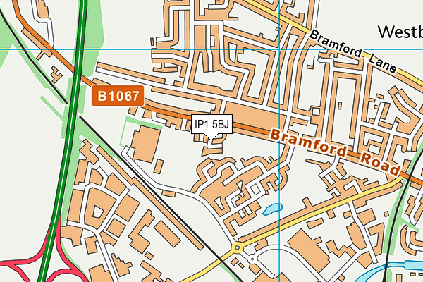 IP1 5BJ map - OS VectorMap District (Ordnance Survey) IP1 5BJ map - OS VectorMap District (Ordnance Survey)