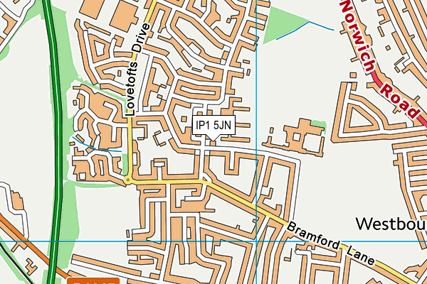 IP1 5JN map - OS VectorMap District (Ordnance Survey) IP1 5JN map - OS VectorMap District (Ordnance Survey)