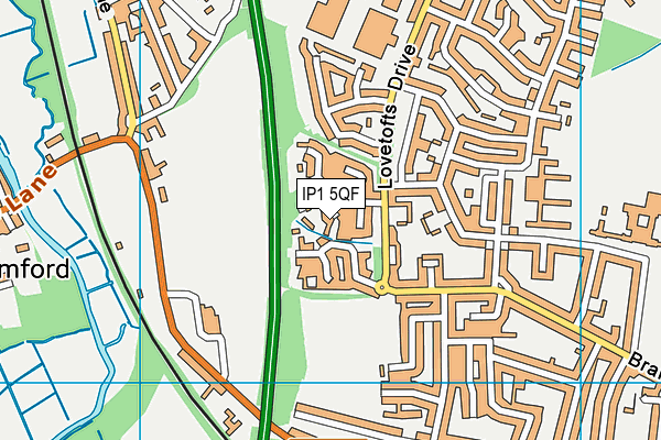 IP1 5QF map - OS VectorMap District (Ordnance Survey) IP1 5QF map - OS VectorMap District (Ordnance Survey)