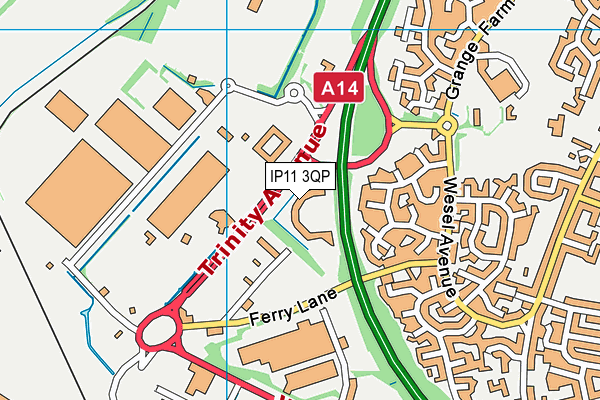 IP11 3QP map - OS VectorMap District (Ordnance Survey)