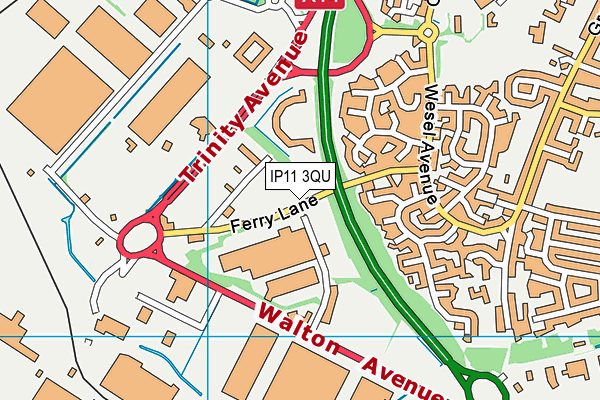 IP11 3QU map - OS VectorMap District (Ordnance Survey) IP11 3QU map - OS VectorMap District (Ordnance Survey)
