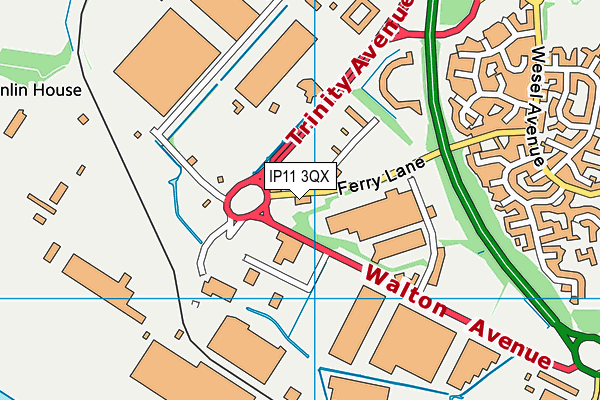 IP11 3QX map - OS VectorMap District (Ordnance Survey) IP11 3QX map - OS VectorMap District (Ordnance Survey)