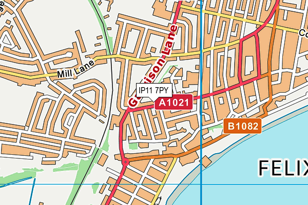 IP11 7PY map - OS VectorMap District (Ordnance Survey) IP11 7PY map - OS VectorMap District (Ordnance Survey)