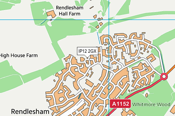 IP12 2GX map - OS VectorMap District (Ordnance Survey) IP12 2GX map - OS VectorMap District (Ordnance Survey)