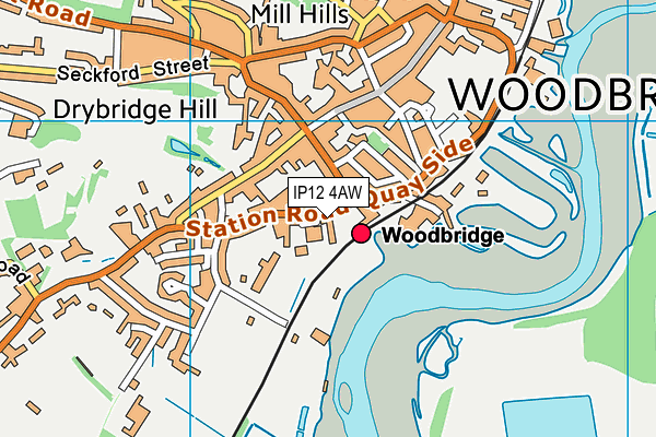 IP12 4AW map - OS VectorMap District (Ordnance Survey) IP12 4AW map - OS VectorMap District (Ordnance Survey)