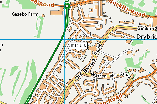 IP12 4JA map - OS VectorMap District (Ordnance Survey)