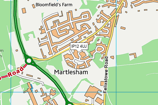 IP12 4UJ map - OS VectorMap District (Ordnance Survey)
