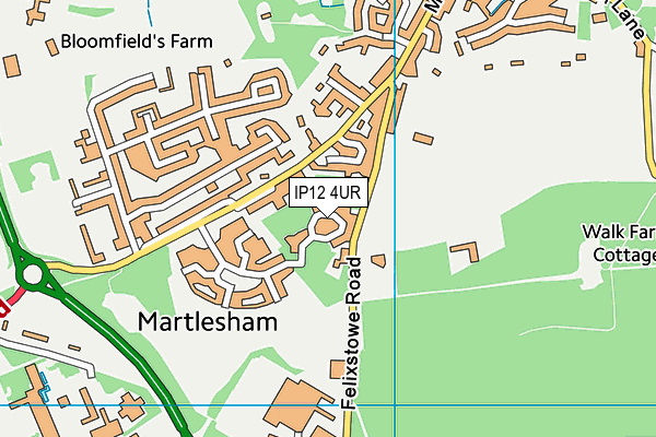 IP12 4UR map - OS VectorMap District (Ordnance Survey) IP12 4UR map - OS VectorMap District (Ordnance Survey)