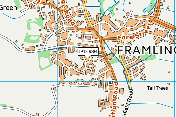 IP13 9SH map - OS VectorMap District (Ordnance Survey) IP13 9SH map - OS VectorMap District (Ordnance Survey)