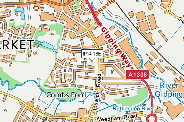 IP14 1BE map - OS VectorMap District (Ordnance Survey) IP14 1BE map - OS VectorMap District (Ordnance Survey)
