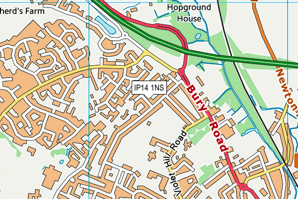 IP14 1NS map - OS VectorMap District (Ordnance Survey) IP14 1NS map - OS VectorMap District (Ordnance Survey)