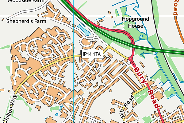 IP14 1TA map - OS VectorMap District (Ordnance Survey) IP14 1TA map - OS VectorMap District (Ordnance Survey)
