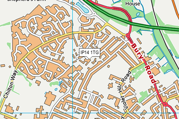 IP14 1TG map - OS VectorMap District (Ordnance Survey) IP14 1TG map - OS VectorMap District (Ordnance Survey)