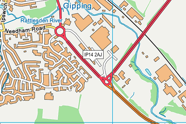 IP14 2AJ map - OS VectorMap District (Ordnance Survey) IP14 2AJ map - OS VectorMap District (Ordnance Survey)