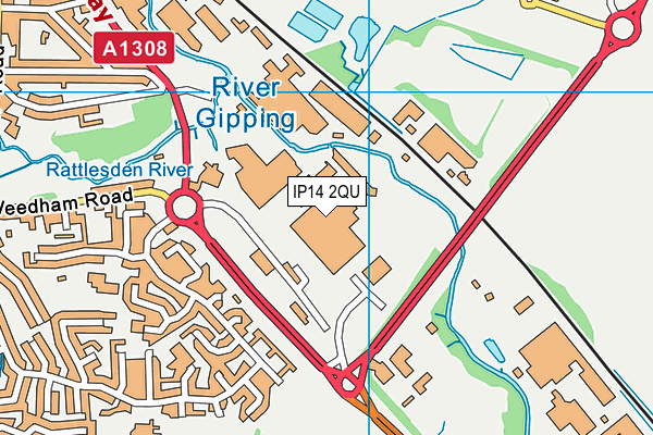 IP14 2QU map - OS VectorMap District (Ordnance Survey) IP14 2QU map - OS VectorMap District (Ordnance Survey)