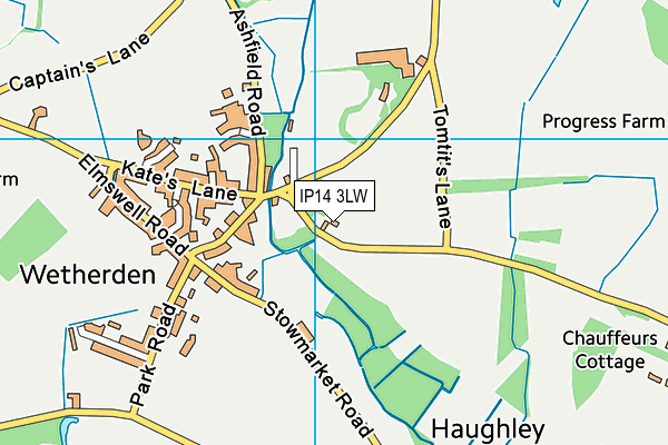 IP14 3LW map - OS VectorMap District (Ordnance Survey) IP14 3LW map - OS VectorMap District (Ordnance Survey)