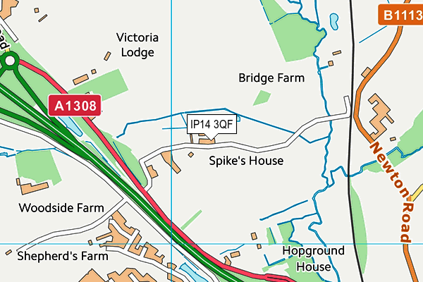 IP14 3QF map - OS VectorMap District (Ordnance Survey) IP14 3QF map - OS VectorMap District (Ordnance Survey)