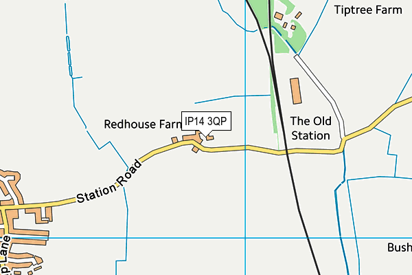 IP14 3QP map - OS VectorMap District (Ordnance Survey)