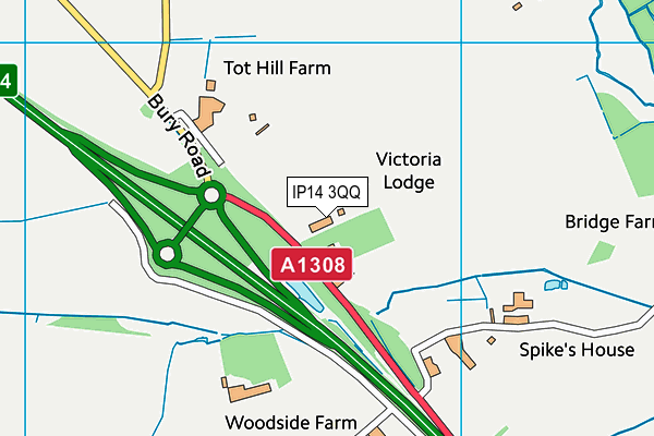 IP14 3QQ map - OS VectorMap District (Ordnance Survey) IP14 3QQ map - OS VectorMap District (Ordnance Survey)